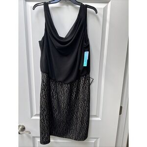 BCX Dress Plus Size 1X Lace-Skirt Animal Print Black Sleeveless Top NEW/‎ Tags